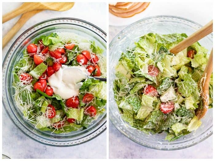 Mixing Caesar Salad